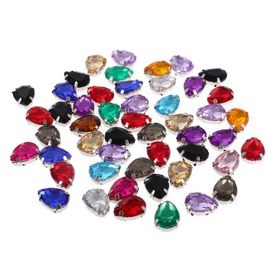 50pcs 10*14mm Acrylic Faceted Rhinestone Buttons Multi-colour for DIY Craft