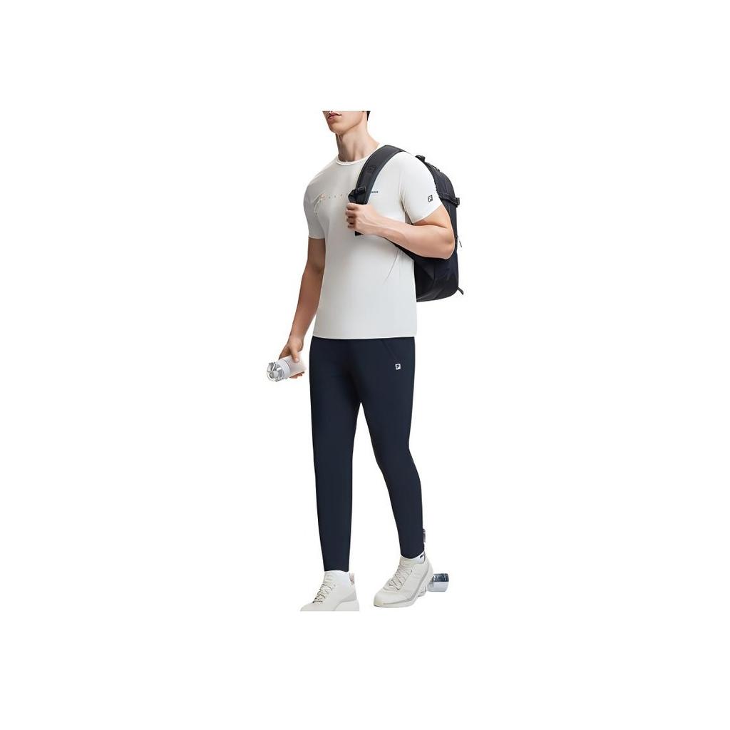 FILA Fitness SS24 Logo Print Moisture-Wicking Quick-Dry Cool Sports Knit Crew Neck Short Sleeve T-Shirt Men Tops Pearl-Gray A11M421107FGY