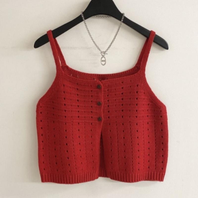 Honey J Mohave Song Song Punching Button Knit Bustier Vest 5 Color