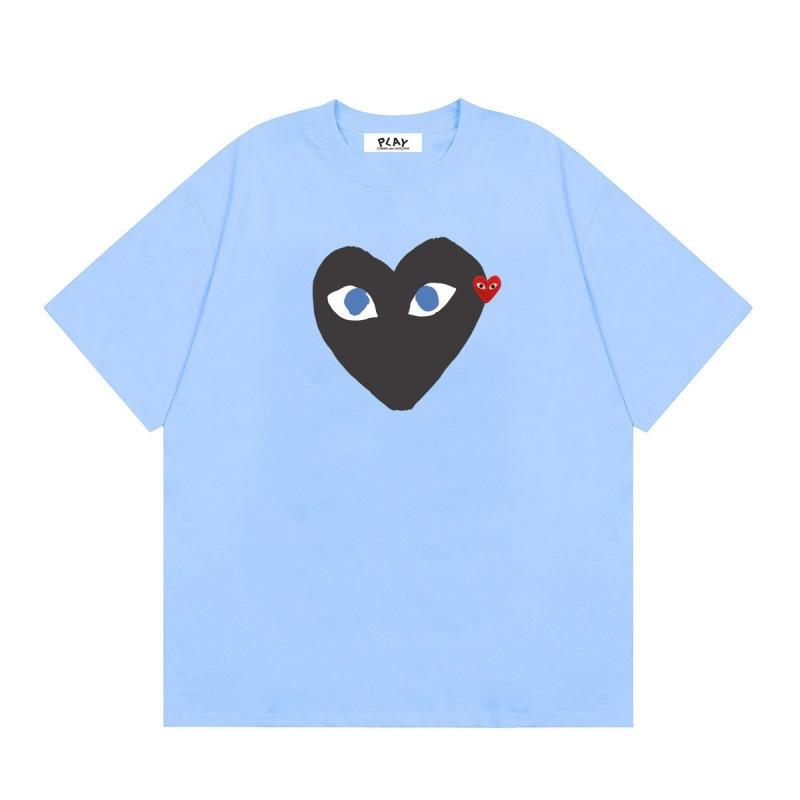 Japanese trendy brand heart-print short-sleeve T-shirt, unisex loose couple's summer casual daily versatile top