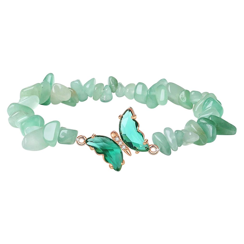 Natural Crystals Stone Bracelet With Butterfly Charm Adjustable Design Healing Energy Jewelry For Relaxation