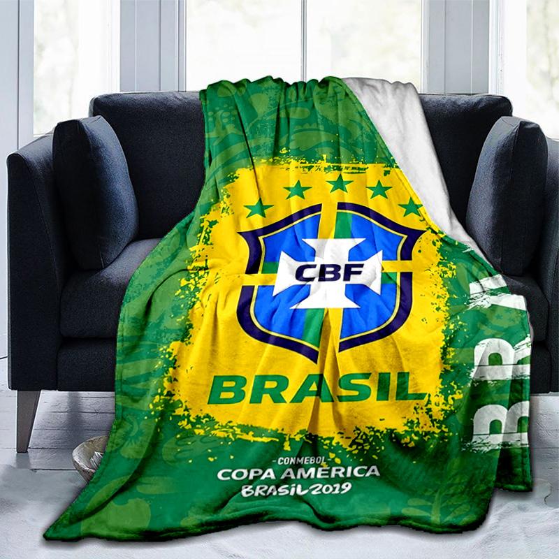 Brazilian Football Federation Printed Throws Blanket Soft Flannel Blankets for Couch Bed Gifts for Men Women Picnic blanket Christmas gifts