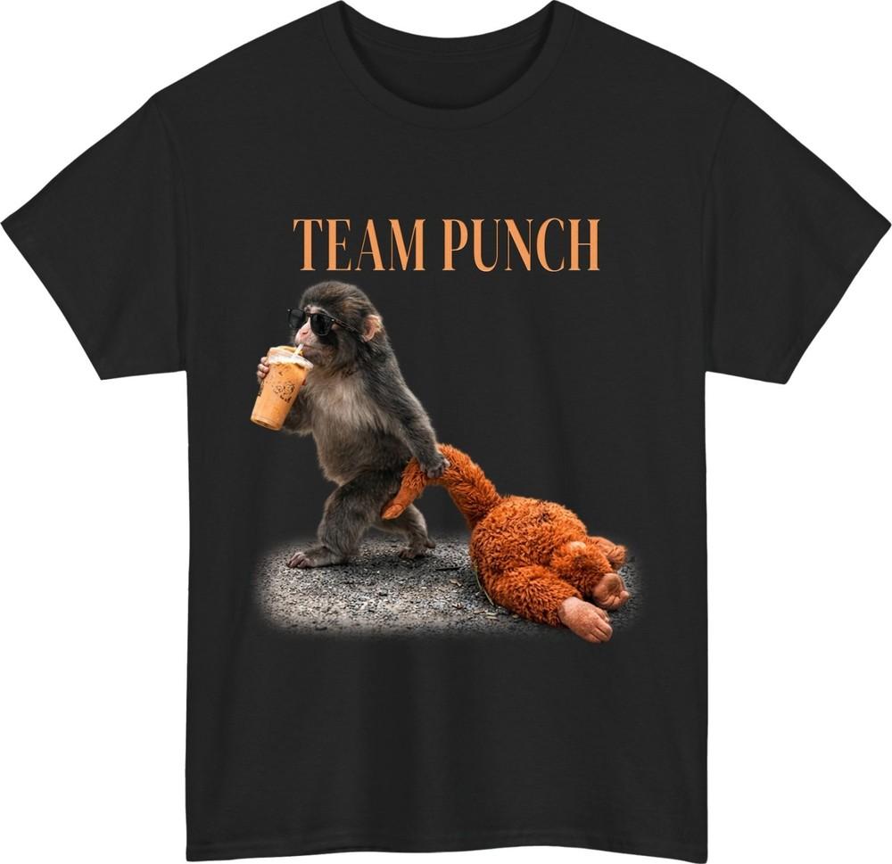 Team Punch Funny Monkey Unisex T Shirt Animal Cartoon Playful Meme Outfit Gift