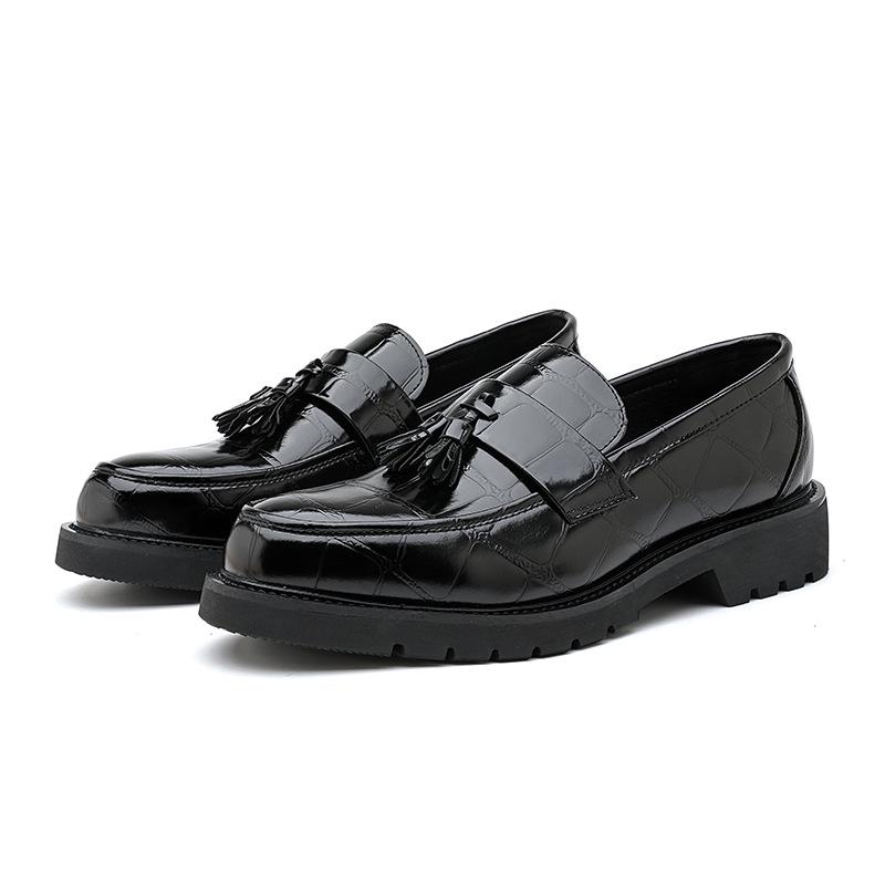 Men s Fashionable Crocodile Pattern Leather Loafers - Large Size Business Casual Shoes 45