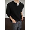 Fake Two Long Sleeved T-shirts, Men's Spring and Autumn Trend, Waffle Style Loose Fit, Bottom Layer, Simple Casual Top
