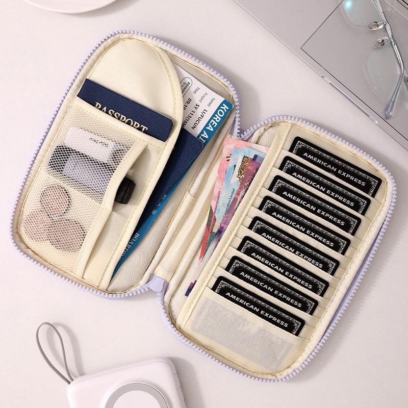 New Anti-Skimming Passport Holder with Large Capacity Compartments Portable Travel Organiser for Documents and Bank Cards