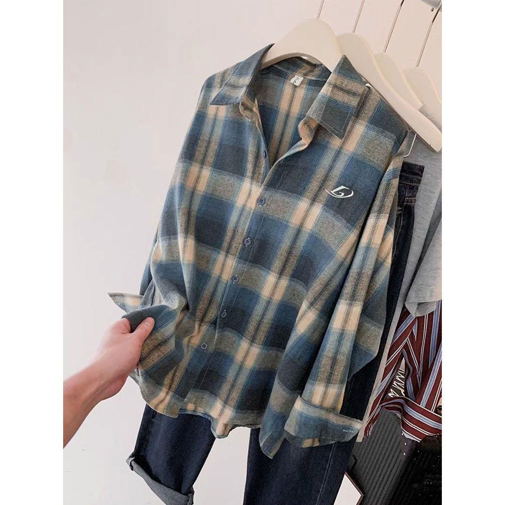 Women's Trendy Plaid Long-Sleeve Shirt Jacket for Autumn/Winter