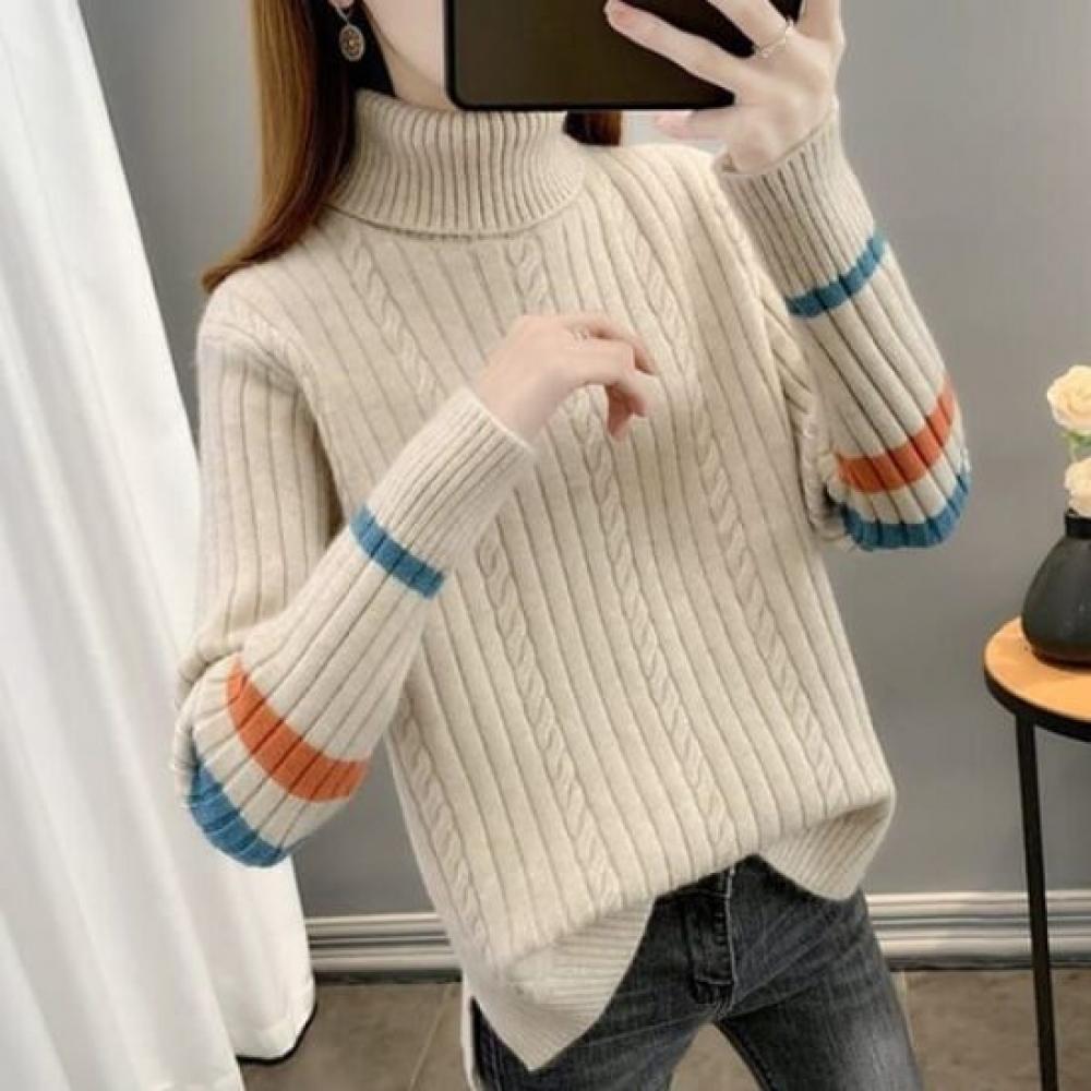 Navava Turtleneck Ribbed Knit Top Nk2779