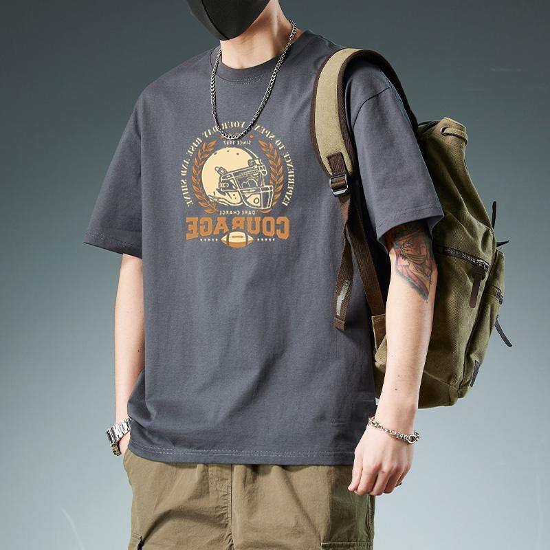 Cotton Heavyweight Short Sleeved Versatile T-shirt for Men Half Sleeved Summer Loose Oversized Men's Clothing