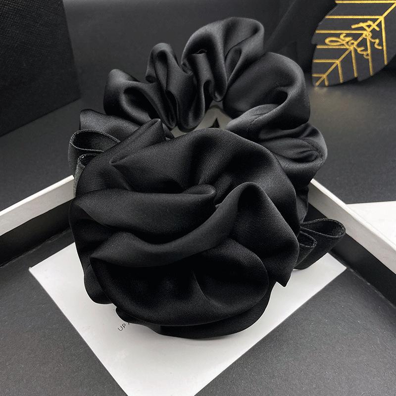 French Rose Satin Scrunchie: Elastic Korean-Style Ponytail Hair Accessory