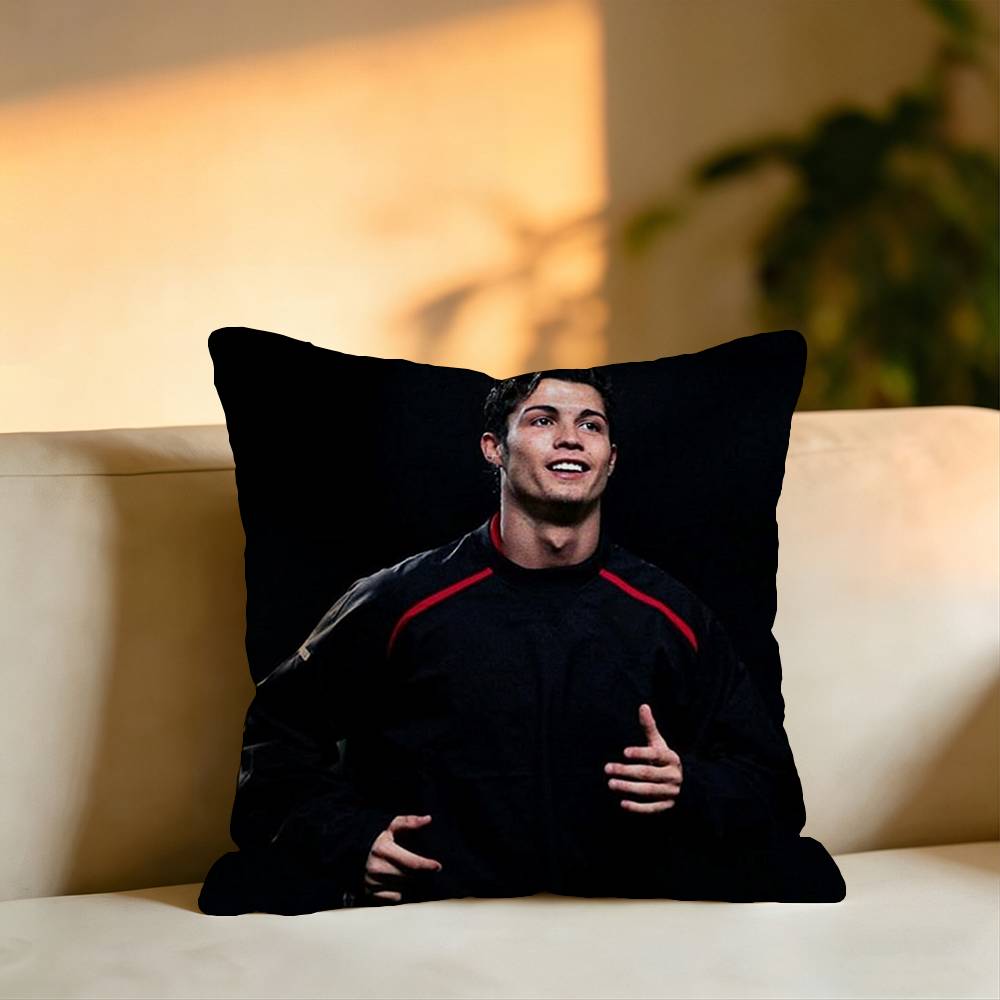 Football Star Ronaldo Square DoubleSided printed Pillow Case Bedroom Bedside Pillow Sofa Cushion Cover