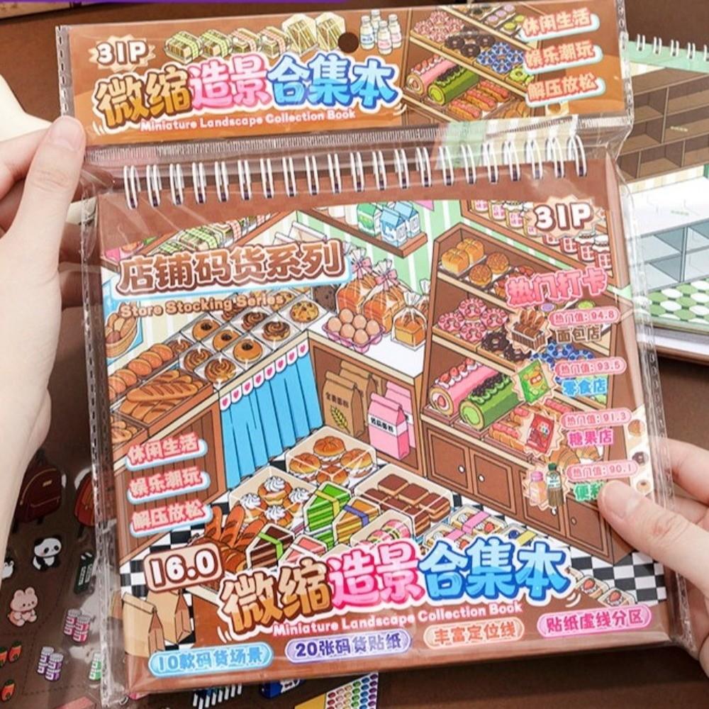 Shop Scene Sticker Book 10 Scenes 33 Sheets Miniature Scene Sticker Scenery Stickers  Children Toy