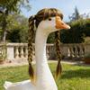 Porch Goose Wig Cute Goose Statue Braid Wig Funny Double Braids with Adjustable Elastic Band for Lawn Goose Statue Yard Garden Outdoor Decoration