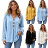 Women's Velvet Blouse with V-Neck Button Long Sleeves for Fashion Everyday Wear