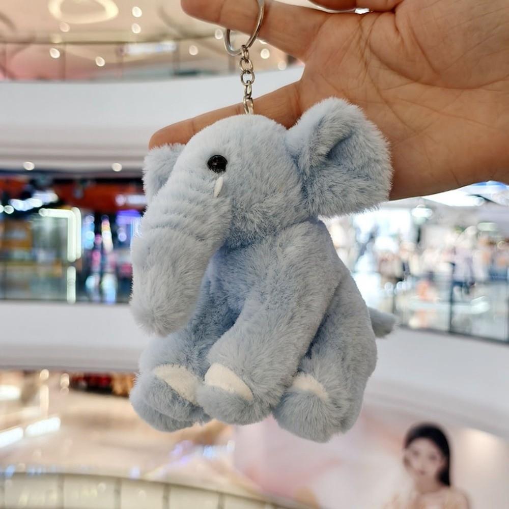 Fluffy Texture Plush Elephant Keychain Soft Plush Material Bag Charm Pendant  Gift for Kids