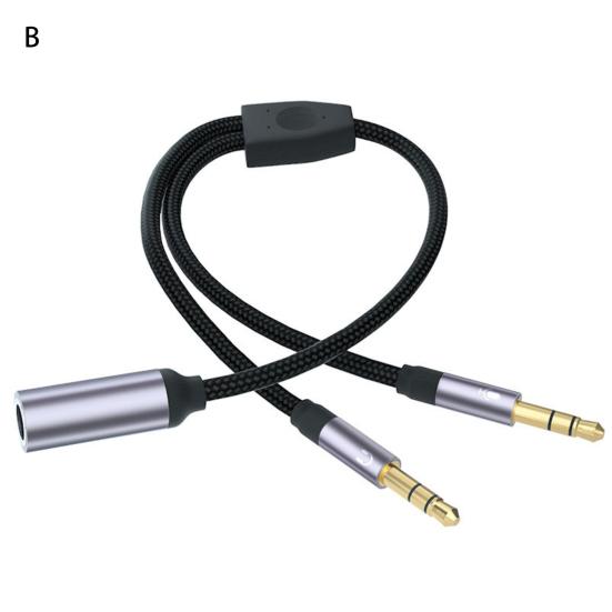 Headphone Splitter 2 in 1 High Fidelity Lossless Nylon-Braided Dual 3.5mm Male Microphone Audio to 3.5mm Female Adapter Cable Computer Accessories