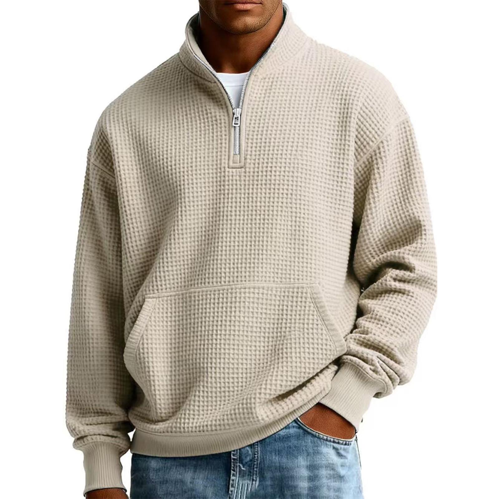 

Mens Christmas Sweater Zip Up Sweatshirts Vintage Knit Graphic Sweatshirt Xmas Stand Collar Pullover XL