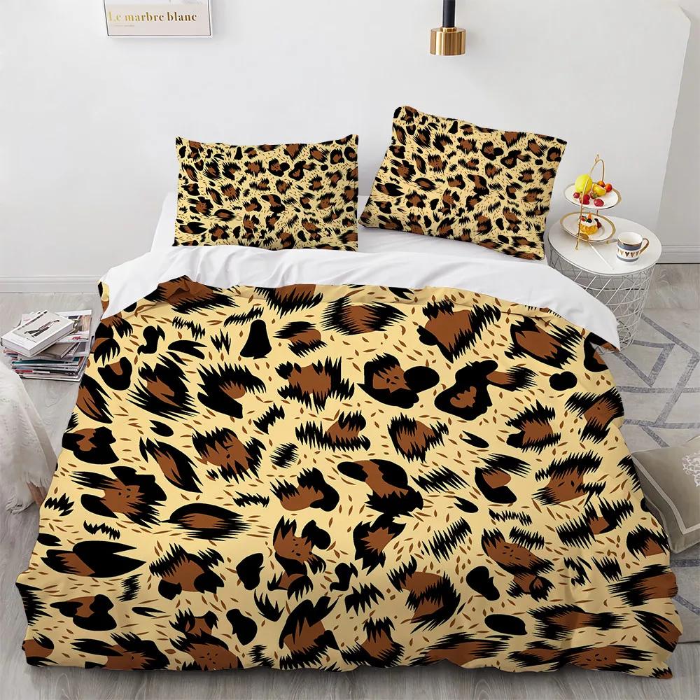 3D Print Animal Skin Bedding Sets Queen Quilt Cover Set King Sze Leopard Home Textile 100% Polyester Duvetcover 2pcs Pillowcase