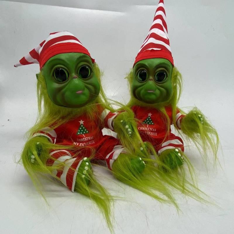 30cm Striped Green Elf Plush Toy For Christmas Gift