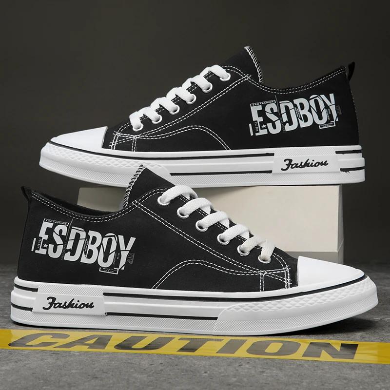

Men s Canvas Shoes Casual Shoe Black Cloth Shoe Trend Letter Men Footwear Low Cut Sneaker Male Sneakers Breathable Sports Shoes 39 чорний