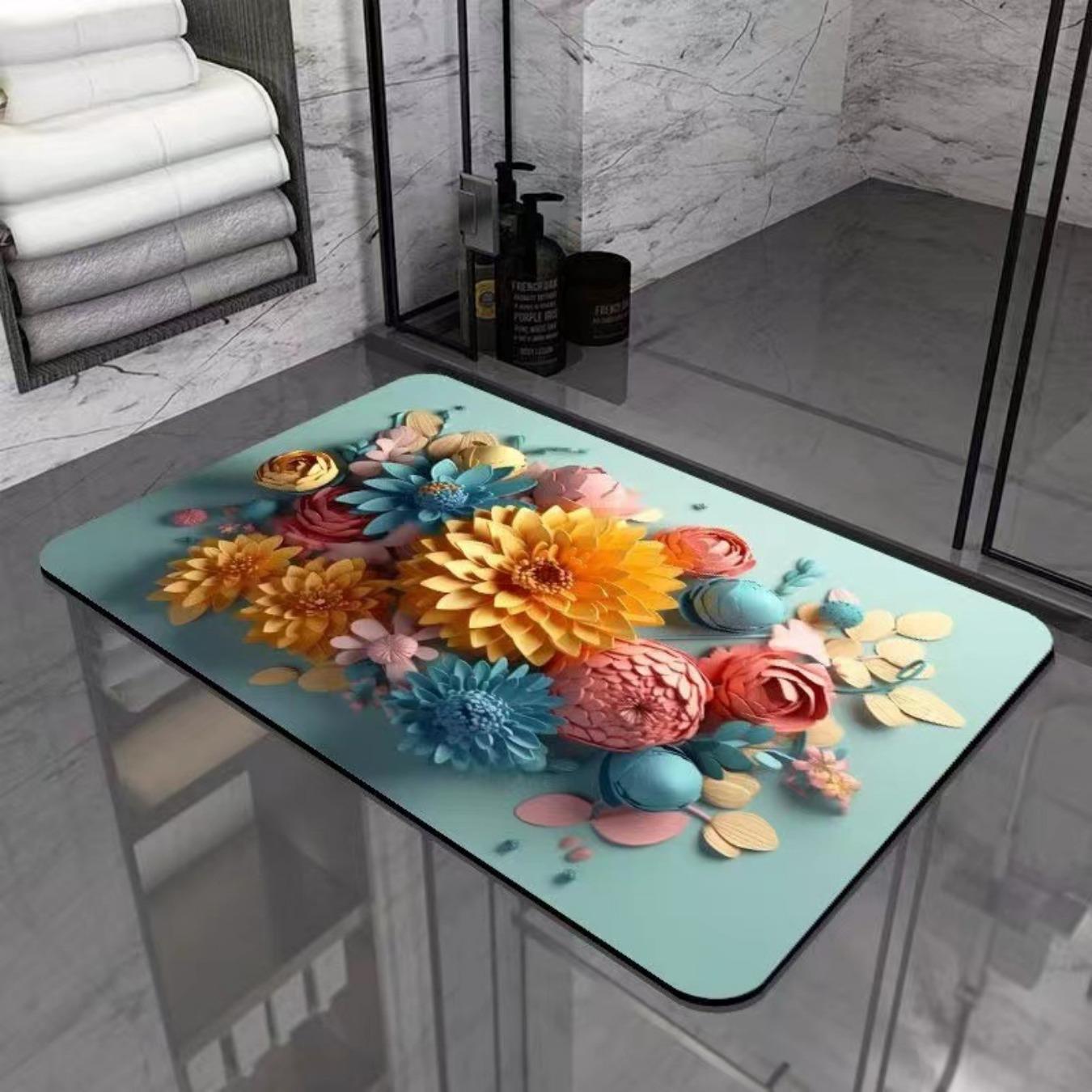 

Діатомовий друк Потовщення килимка для ванної кімнати Нековзкі килими для ванни В умивальнику Килимок на підлозі збоку ванни Килимок для душової кімнати Придверний килимок Memory Foam 3D Pad 500mm*800mm