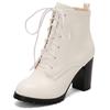 White Silver Women's Ankle Boots Autumn Winter Short Boot Shoes Black Lace-up Block High Heels Party Footwear Large Size 45 50