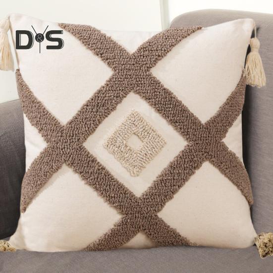 Kissenbezug in Kontrastfarbe, Bohemina-Stil, 3D-Blumendekor, Home-Office-Party-Dekor, Schlafzimmer, Auto, Wohnzimmer, Sofa, Überwurfkissenbezug