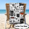 Custom Name Halloween Horror Movie  Microfiber Beach Towel Super Soft & Absorbent for Bath, Beach, Travel  Bath Time Accessory, Fan gifts