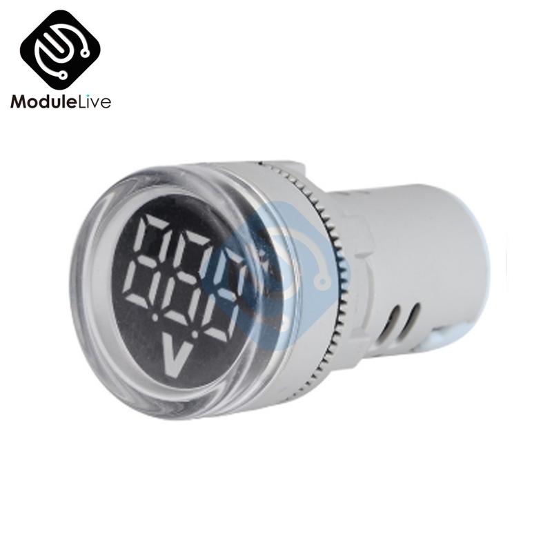22MM Digital Display Mini Voltmeter DC 12V 220V AC Round Square Ampere Current Volt Voltage Meter LED Signal Light indicator