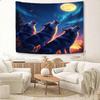 Howling Wolves Tapestry Multiple Sizes 2D Print Mystic Moon Night Scene Polyester Bedroom Living Room Dorm Gift Nature Love