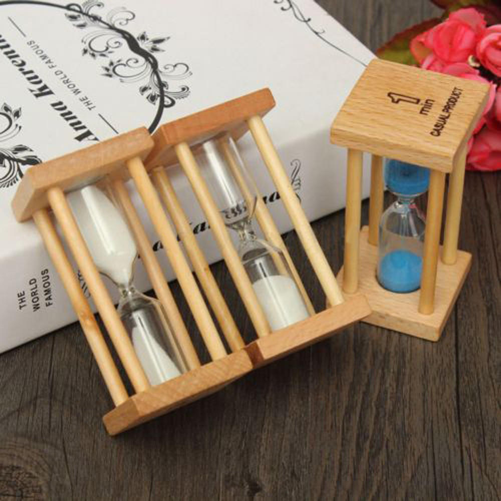 1/3/5Min Wooden Sand Sandglass Timer Clock Home Decor Gift Kitchen