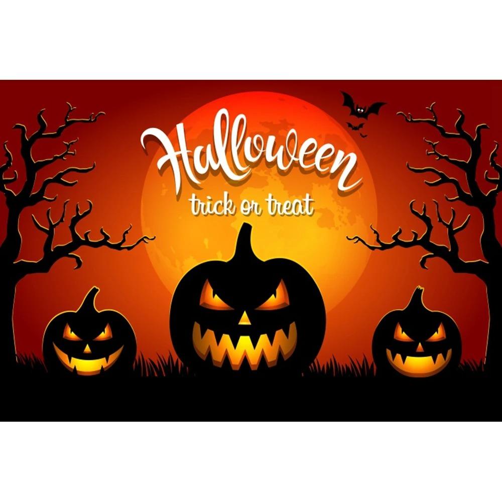 Halloween Photography Background Cloth Ghost Moon Pumpkin Lantern Horror Party Children's Birthday Decoration Hanging Cloth