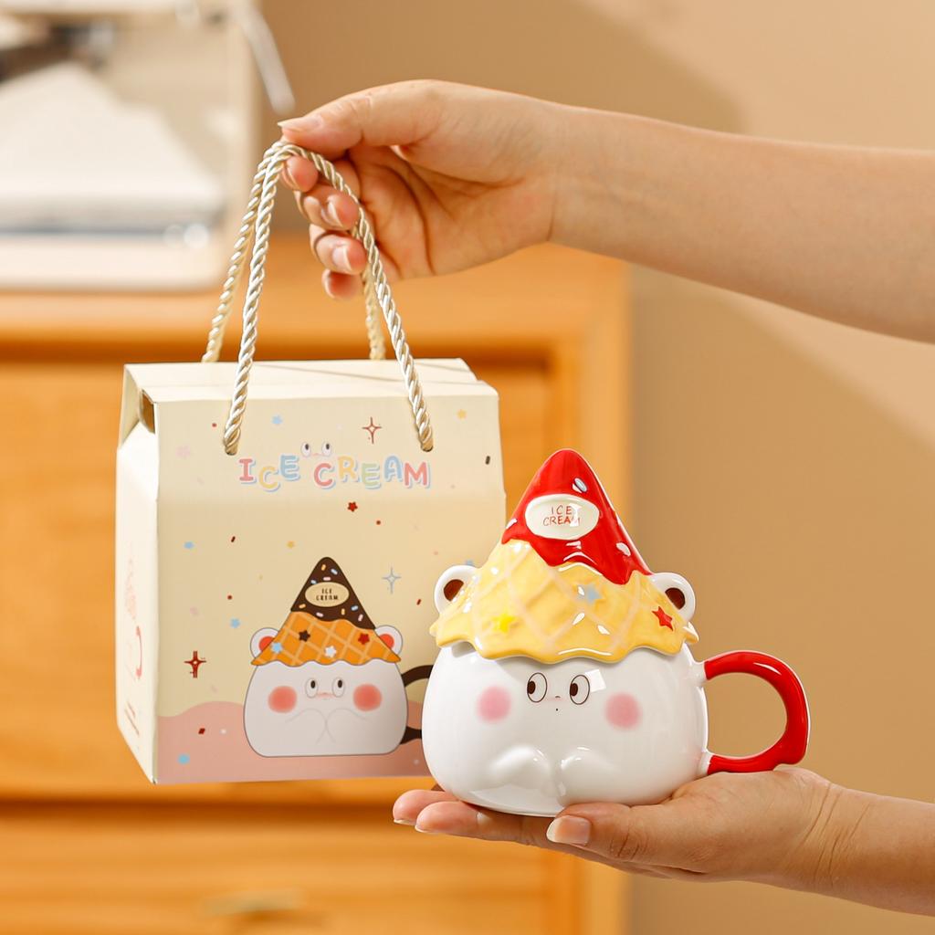 Carrying Box Set Household Ceramic Cup Cute Simple Mug High Temperature Resistant Water Cup Annual Meeting Small Gift Cup