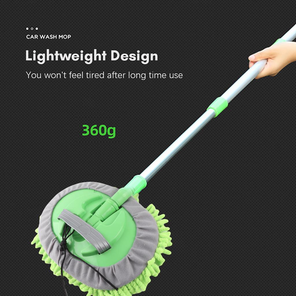 Car Cleaning Mop Reusable Car Washing Brush Mop Kit with Adjustable Handle and Replacement Chenille Head for Trucks SUV