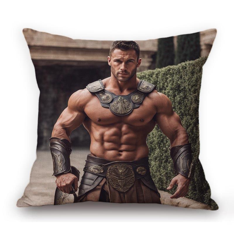 Sexy Hunk Jock Man Gladitor Hot Male Model Muscle Album Boyfriend Cotton Linen Home Decoration Sofa Pillow Case Cushion Cover