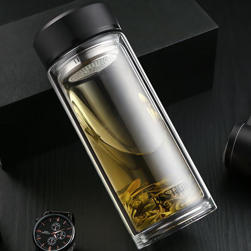 Fuguan Double-Wall Borosilicate Glass Bottle for Tea & Water