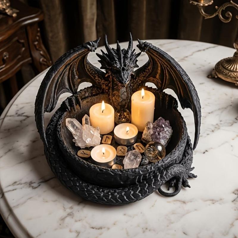 3D Printing Dragon Shaped Jewelry Tray Unique Dark Style Dragon Trinket Bowl Plastic Gothic Key Coin Storage Holder