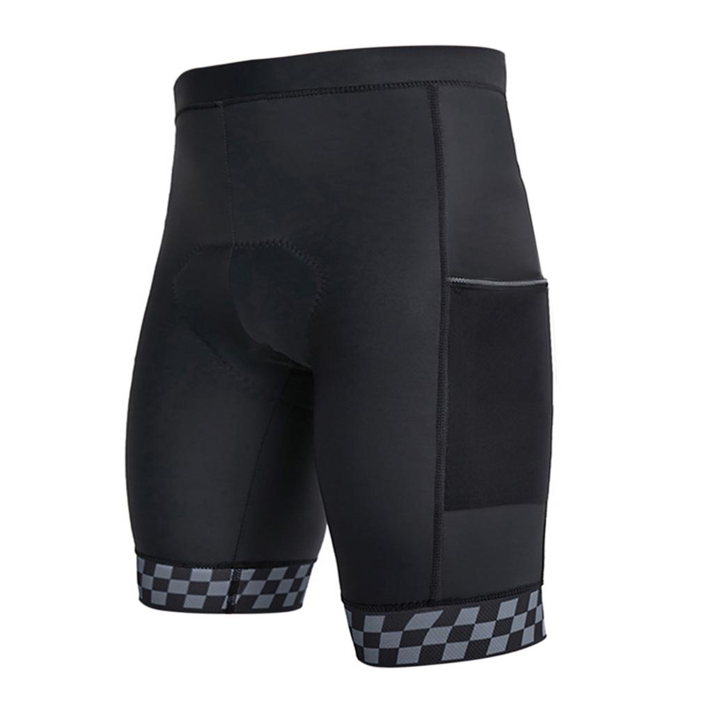 Men s Padded Bike Shorts Cycling Shorts with Easy Access Pockets Quick Dry Breathable Tight Elastic Shorts Grey M