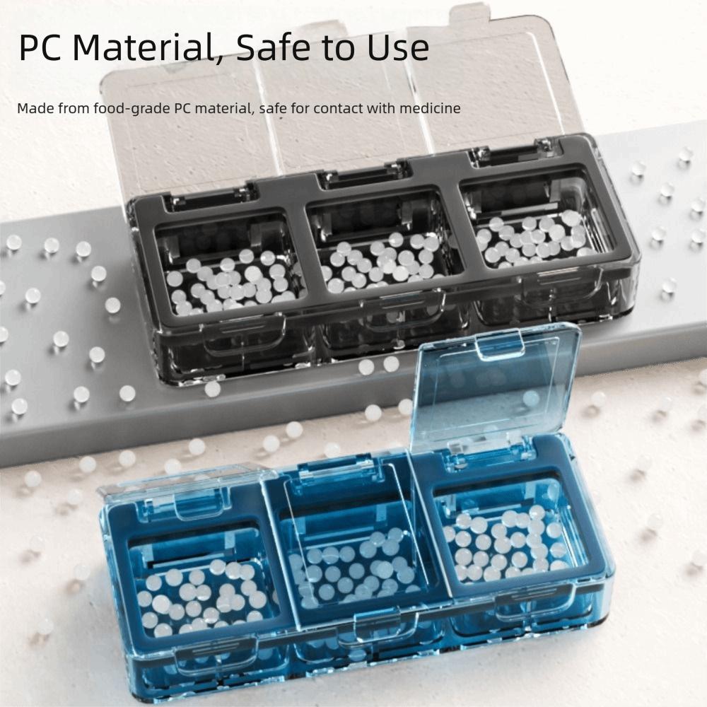 Large Capacity Portable Pill Box Waterproof Food-Grade Travel Medicine Case Transparent 3-Compartment Daily Pill Organizer