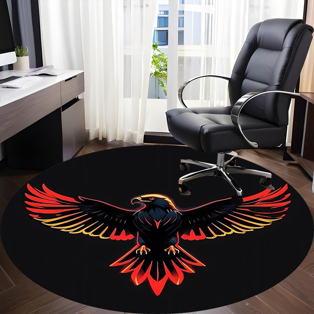 1pc Phoenix Rising Chair Carpet for Office, Round Non Slip Durable Large Size Office Carpet, Suitable for Office
