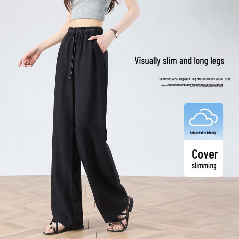 Damen Lässige High-Waist Hose aus Leinenmischung mit weitem Bein