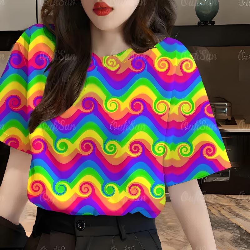 Summer Hot Sale Beautiful Star 3D Print Short Sleeve round Neck T-Shirt Women's Fashionable Casual Polyester Top