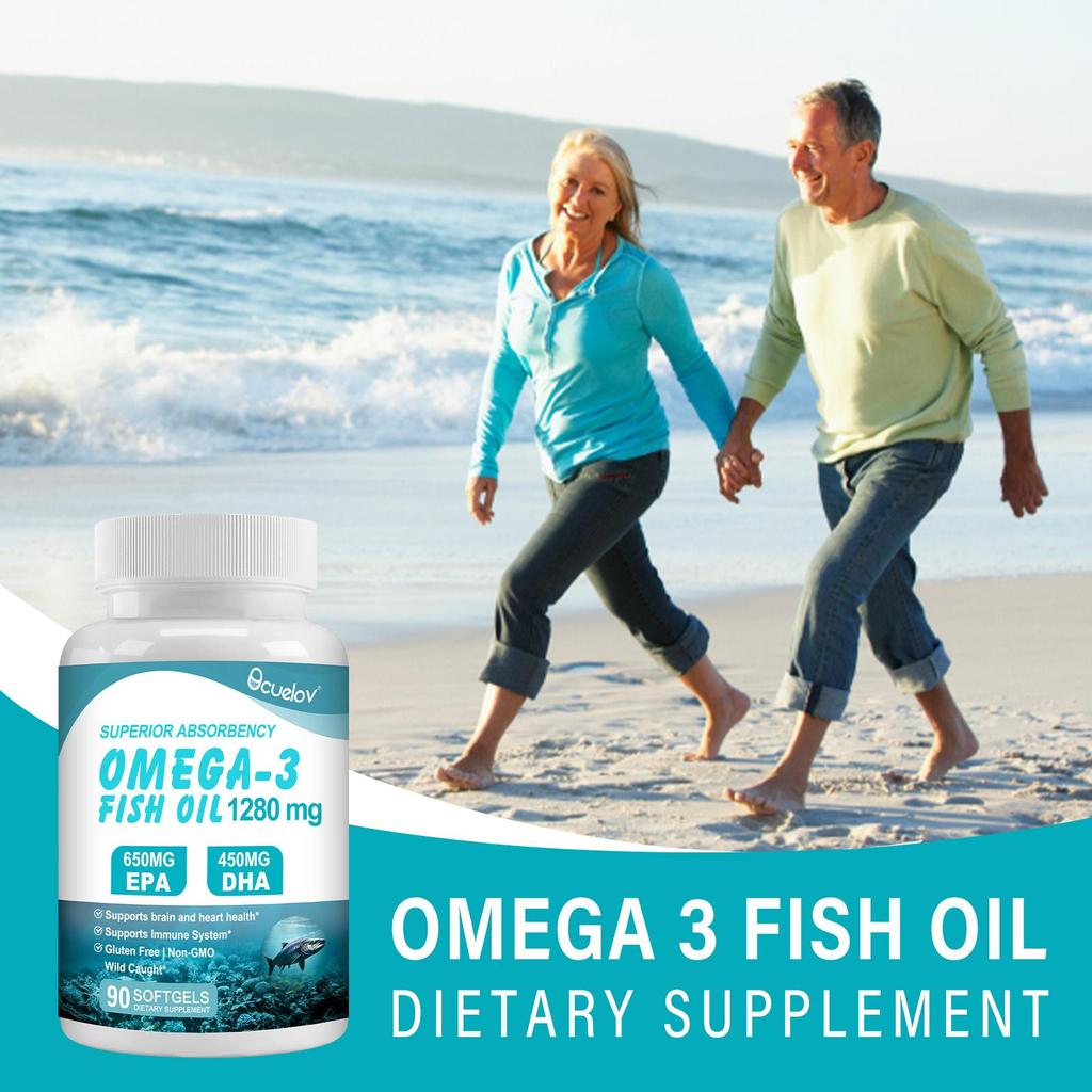 Omega 3 supplement with 1100 mg of EPA and DHA—supports brain, eye, heart, and immune system health. 90 capsules.