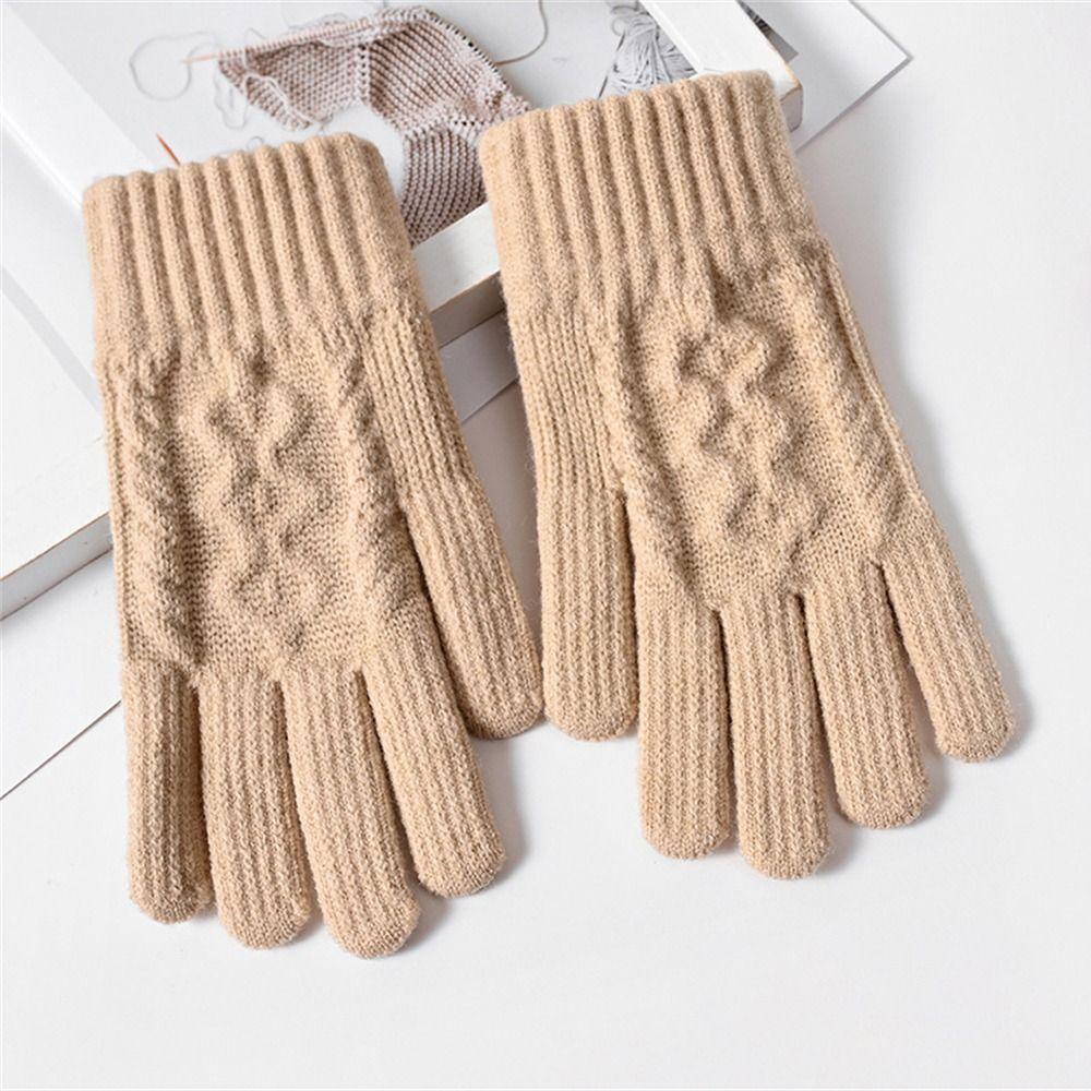Touch Screen Warm Gloves Thicken All Finger Gloves Daily Knitted Mittens  for Autumn Winter