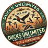 DUCKS UNLIMITED Vintage Metallschild 8x12 Zoll Retro Blech Wanddeko Jagdhütte Hütte Man Cave Feuchtgebiet Wildtiere Enten Kunst Poster