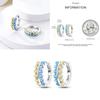 Sparkling Blue Zircon Hoop Earrings Pave U Shape Star Devil Eyes Circle S925 Drop Earring Fit Original Party Jewelry