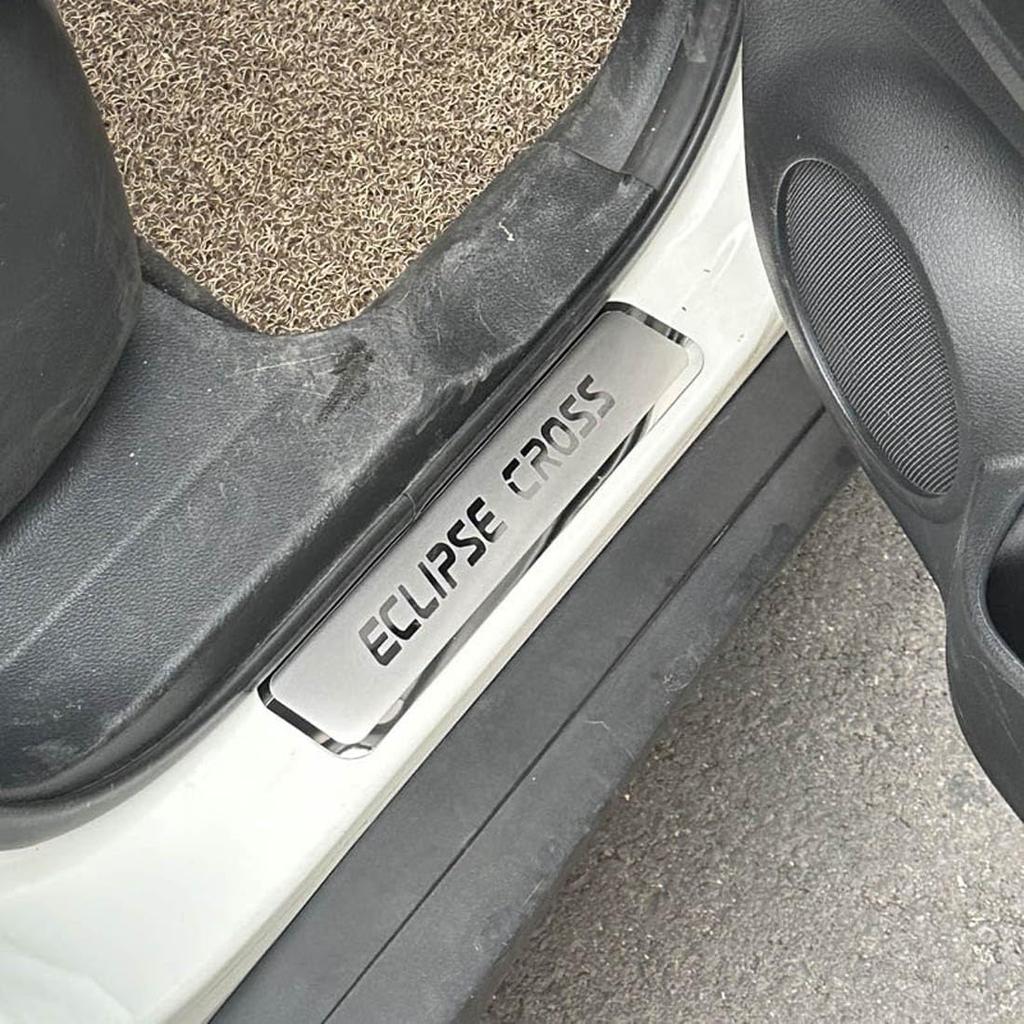 Stainless Door Sill Protector Kick Plate Entry Guard Kit for Mitsubishi Eclipse Cross PHEV 2024 Accessory (Thin Chrome Eclipse Cross)