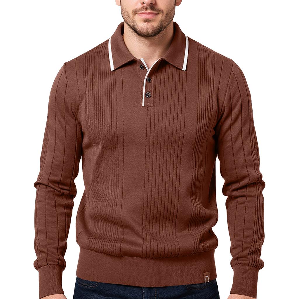 Men's Casual Long-sleeved Lapel Sweater