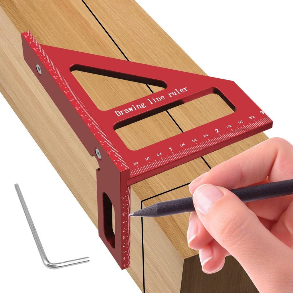 Aluminum Alloy Triangle Ruler with Angle Finder and Scriber