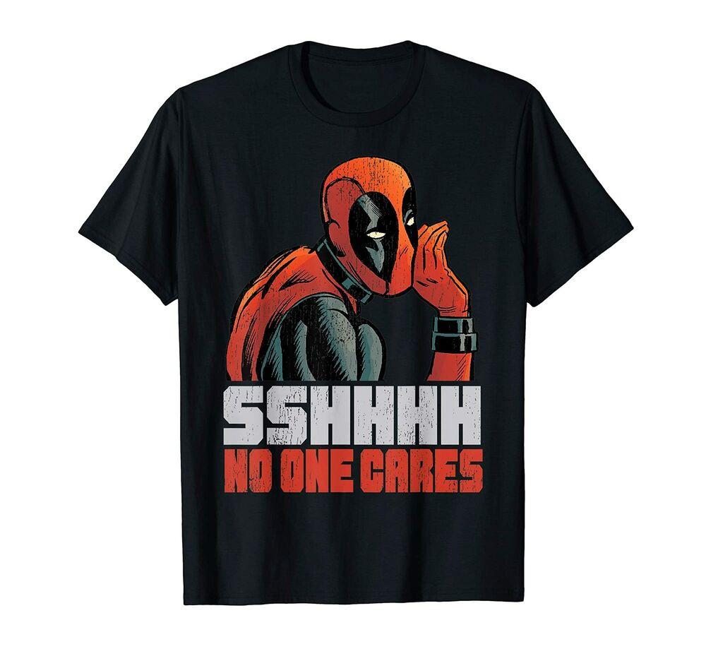 

Deadpool Sshhhh No One Cares Whisper Graphic T-Shirt T-Shirt Vintage